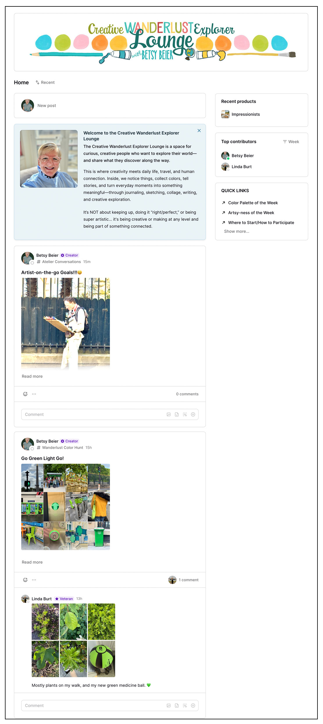 Creative Wanderlust Explorer Lounge Home Page
