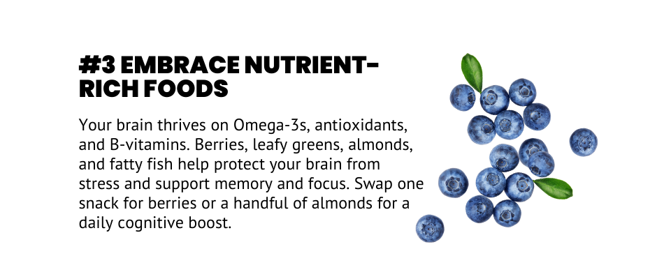 Fresh blueberries arranged against a white background, highlighting antioxidant-rich foods that support brain health during menopause