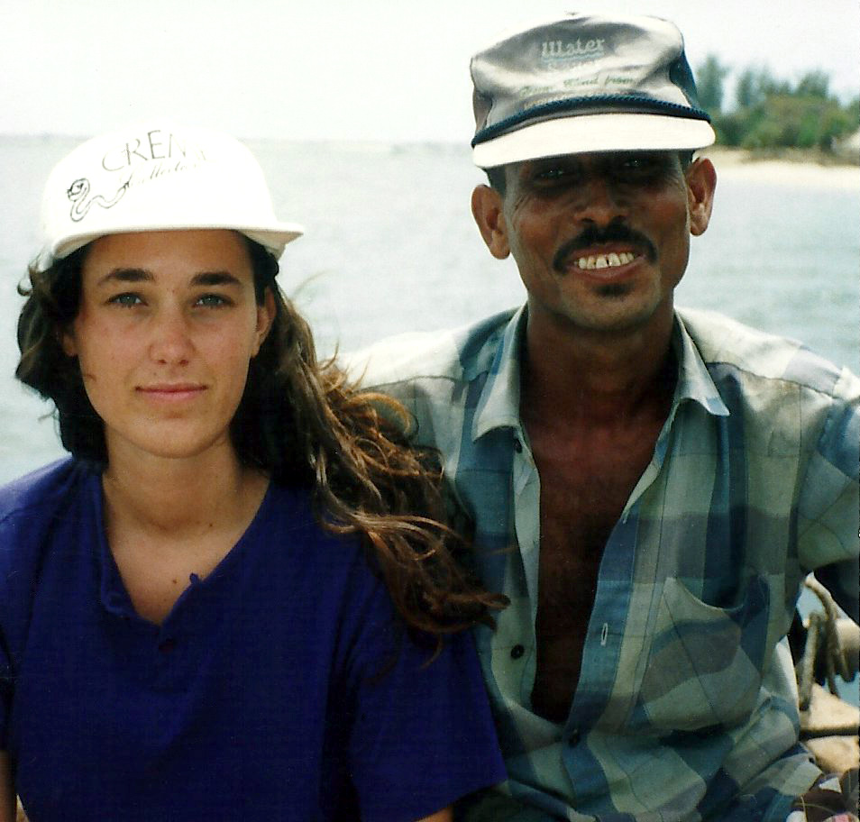 Maria on a dhow in Lamu 1991