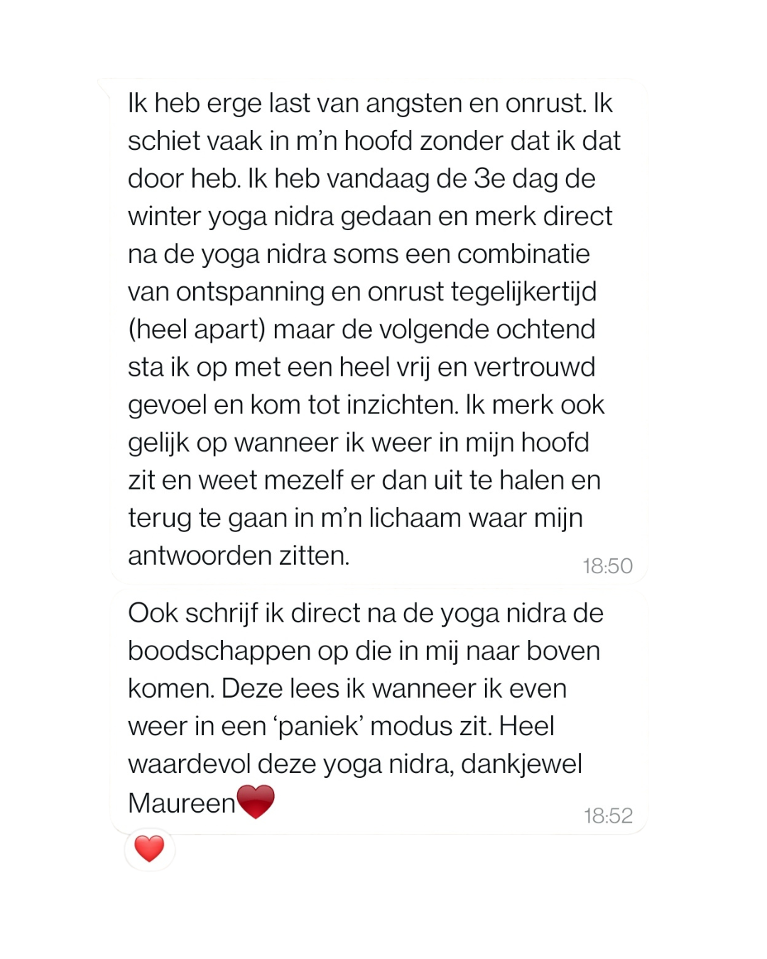 Testimonial winter yoga nidra