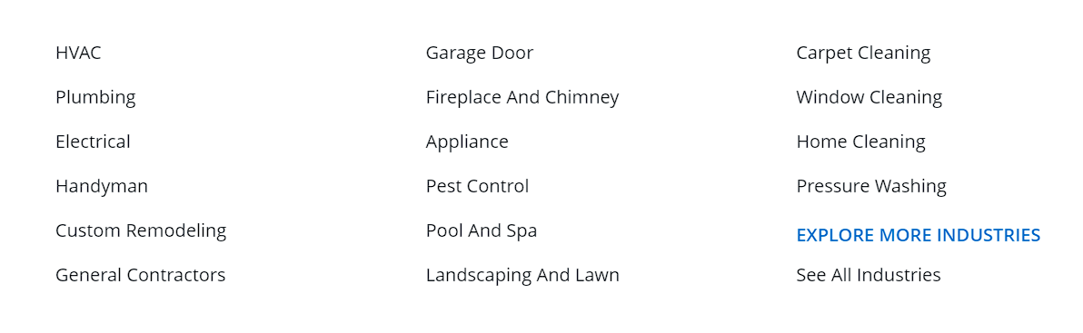 Housecall Pro Service Categories