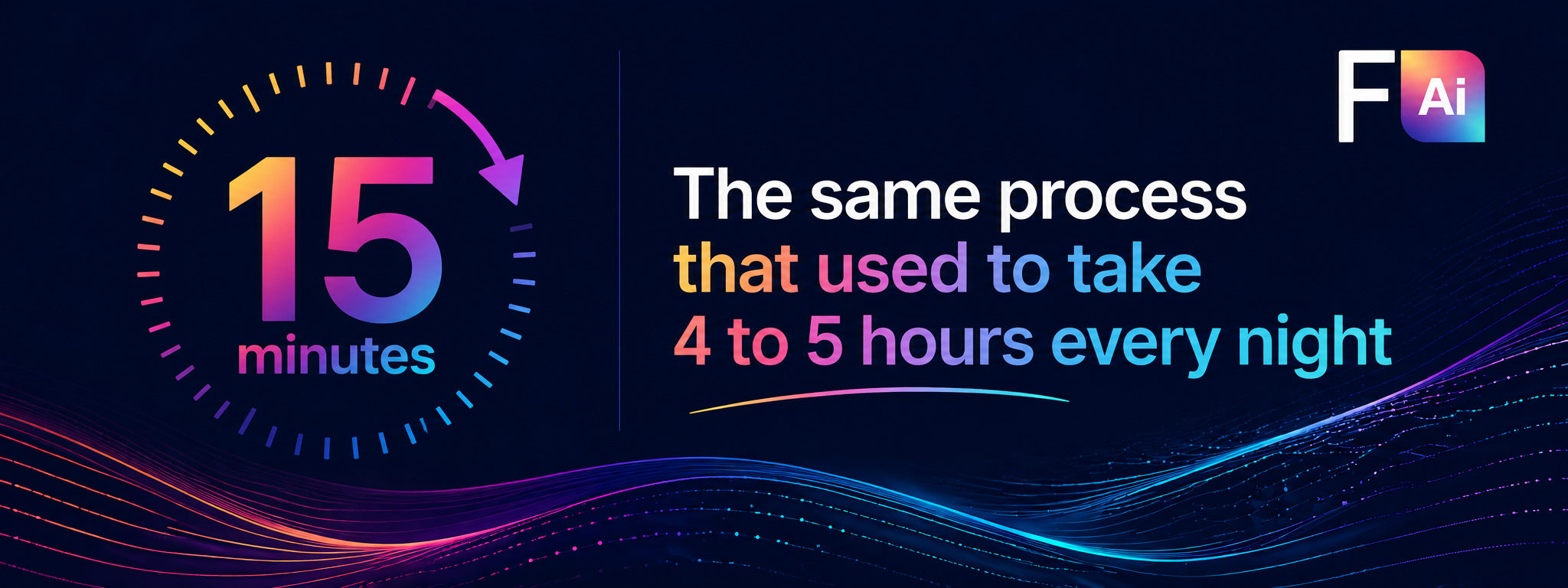 Graphic showing time spent on this task as just 15 minutes rather than 4-5 hours each nights 