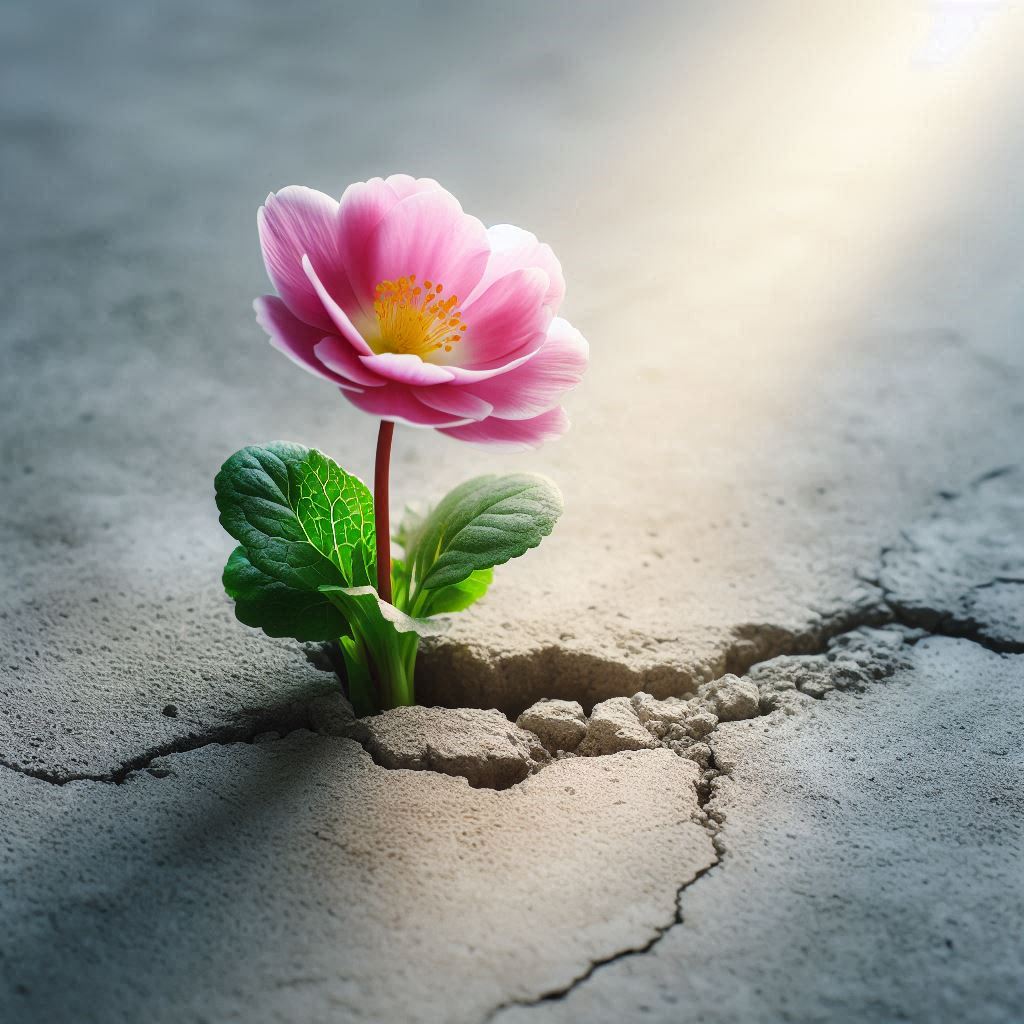 Fleur émerge du béton