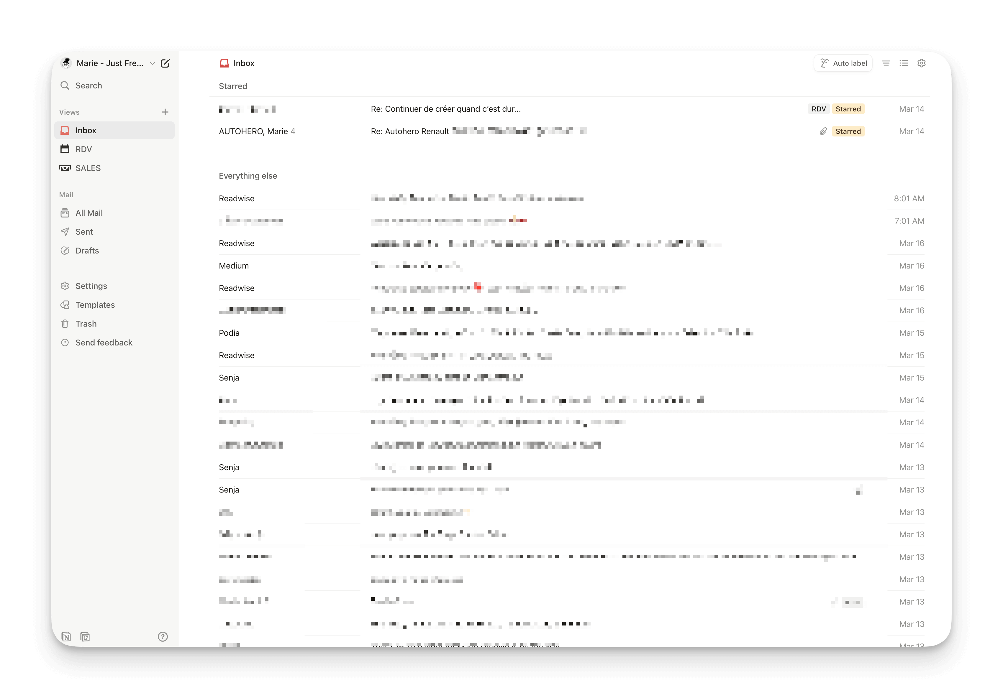 L'interface de Notion Mail
