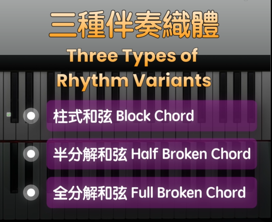 探索三種伴奏織體的變化