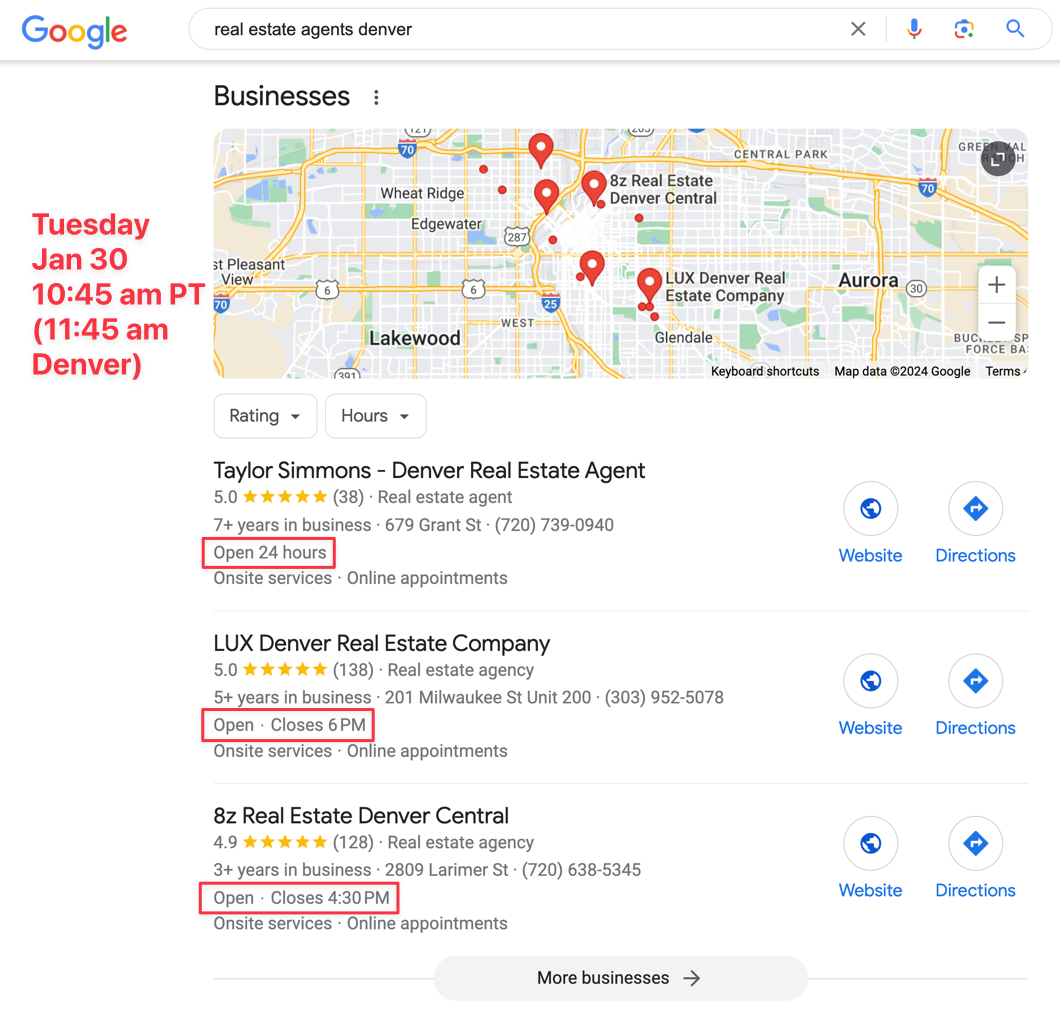 screenshot of Google search results