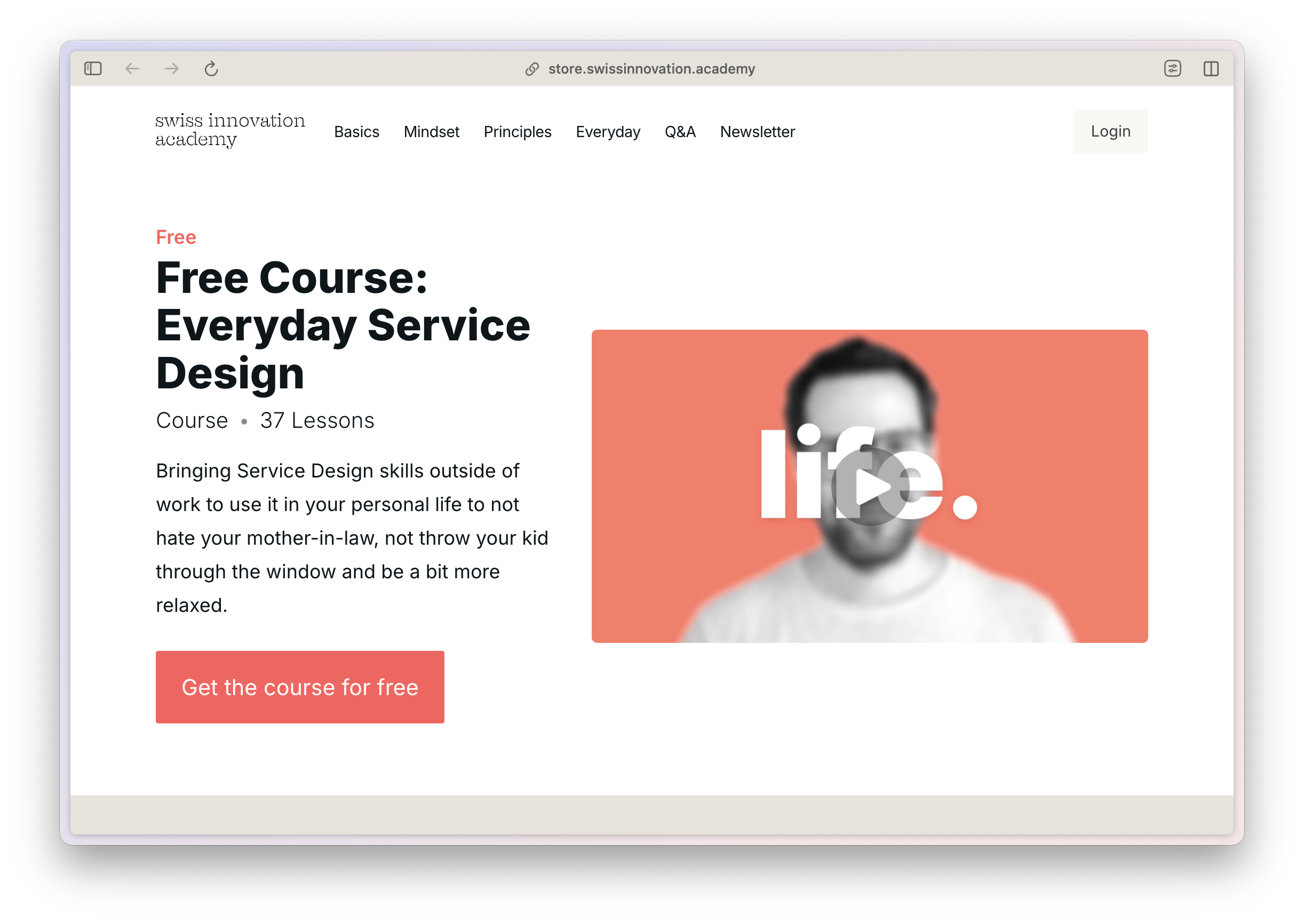 A screenshot of my video course about everyday life Service Design
