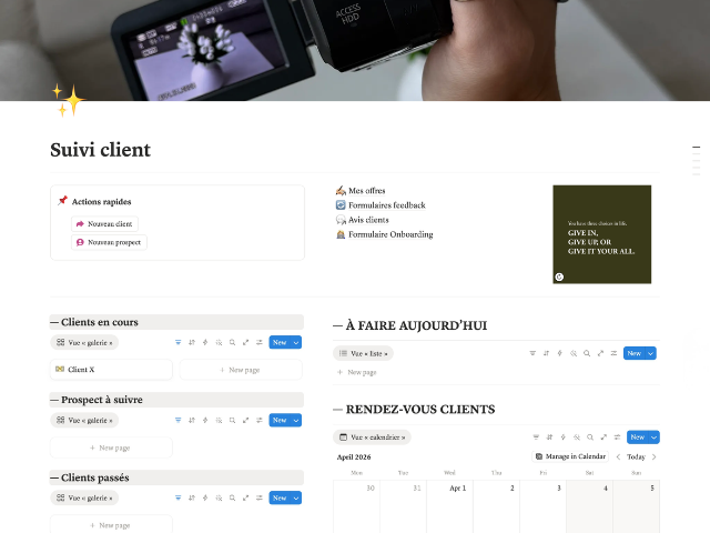 suivi clients Community manager notion