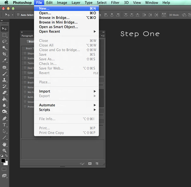 Creating a watermark in photoshop: Step 1