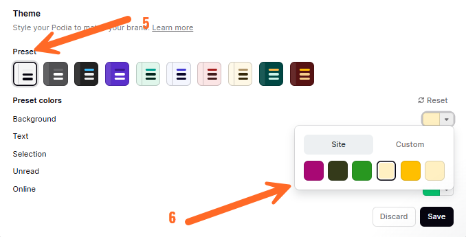 Sitewide Colors for Podia