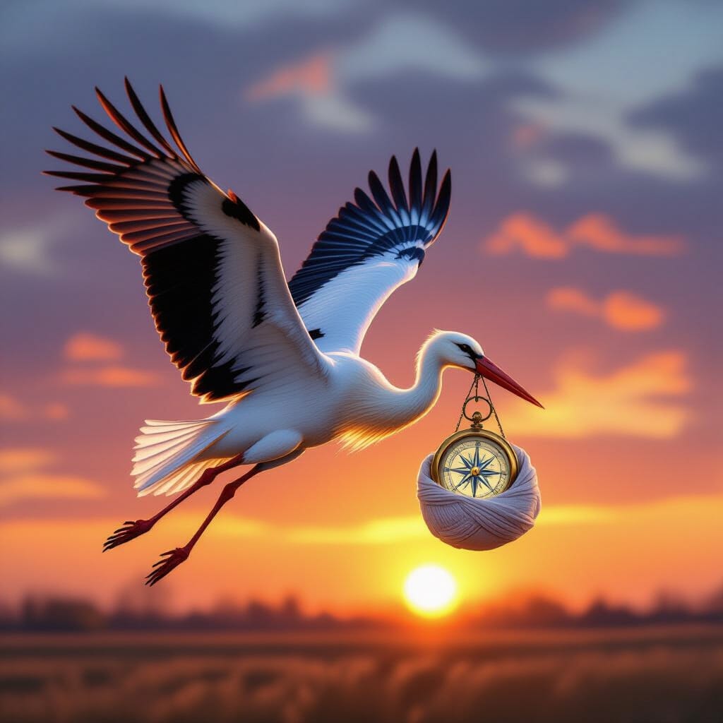 La cigogne apporte la boussole