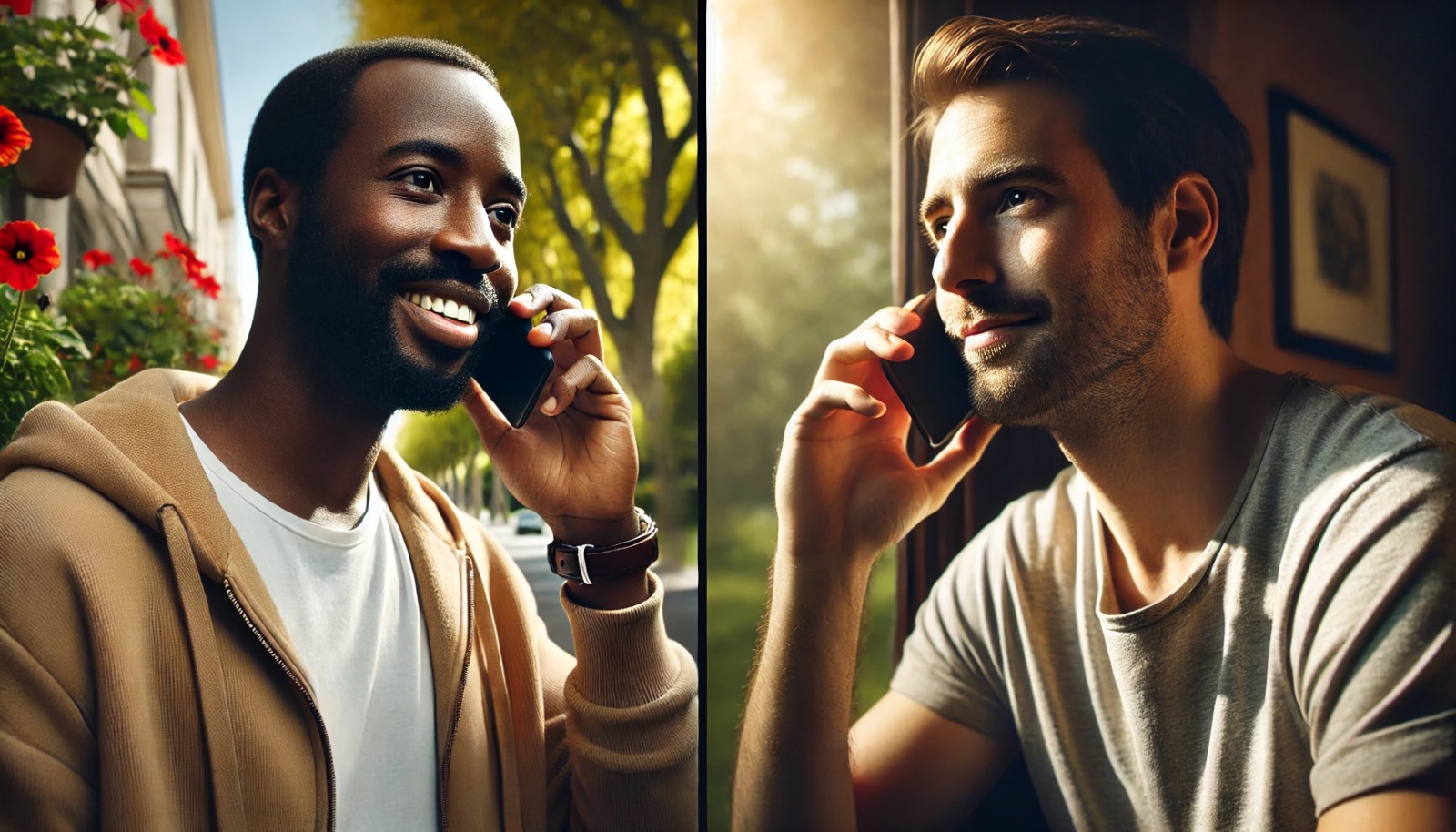 Deux hommes qui se parlent au téléphone