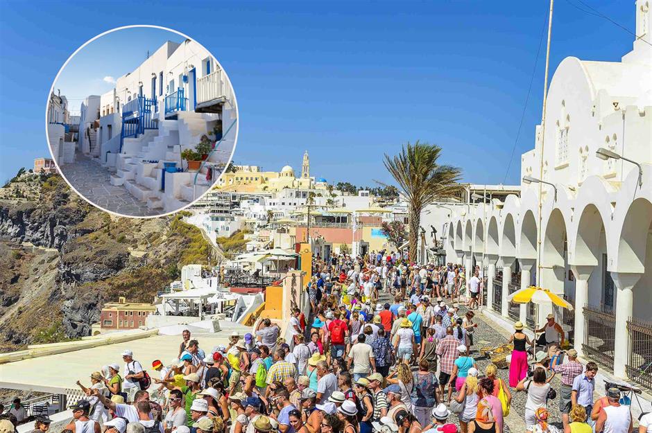 Traveler comparing social media destinations with real-life travel experience 