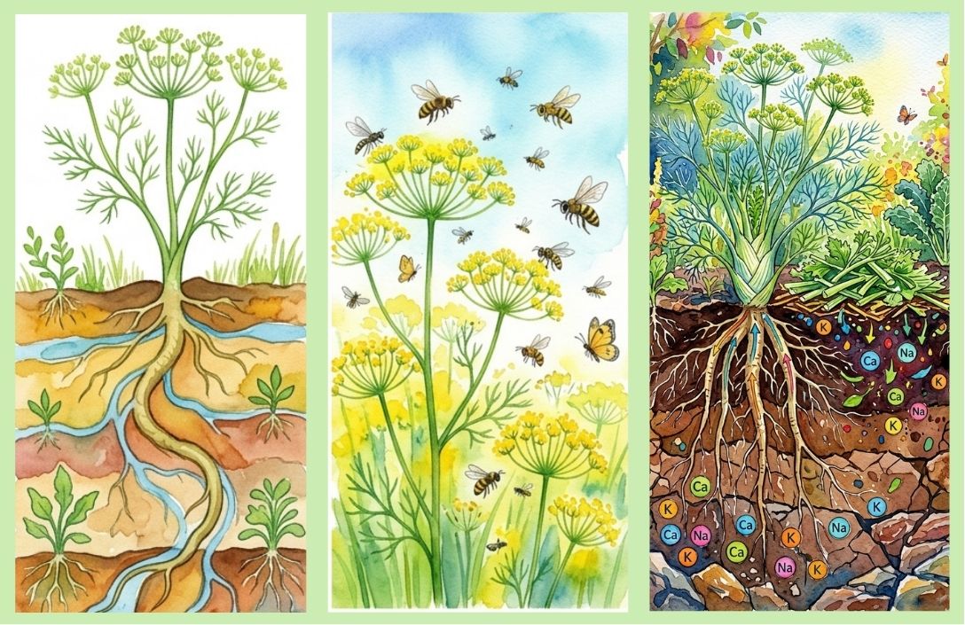 Venkel (Foeniculum vulgare) de drie belangrijke toepassingen in een permacultuur ontwerp en ecologische natuurtuin