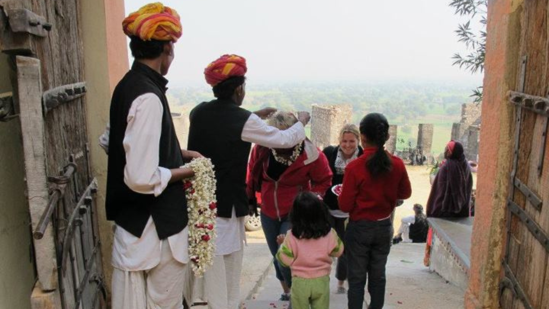 Bindi on arrival to Hotel Fort Madhogarh