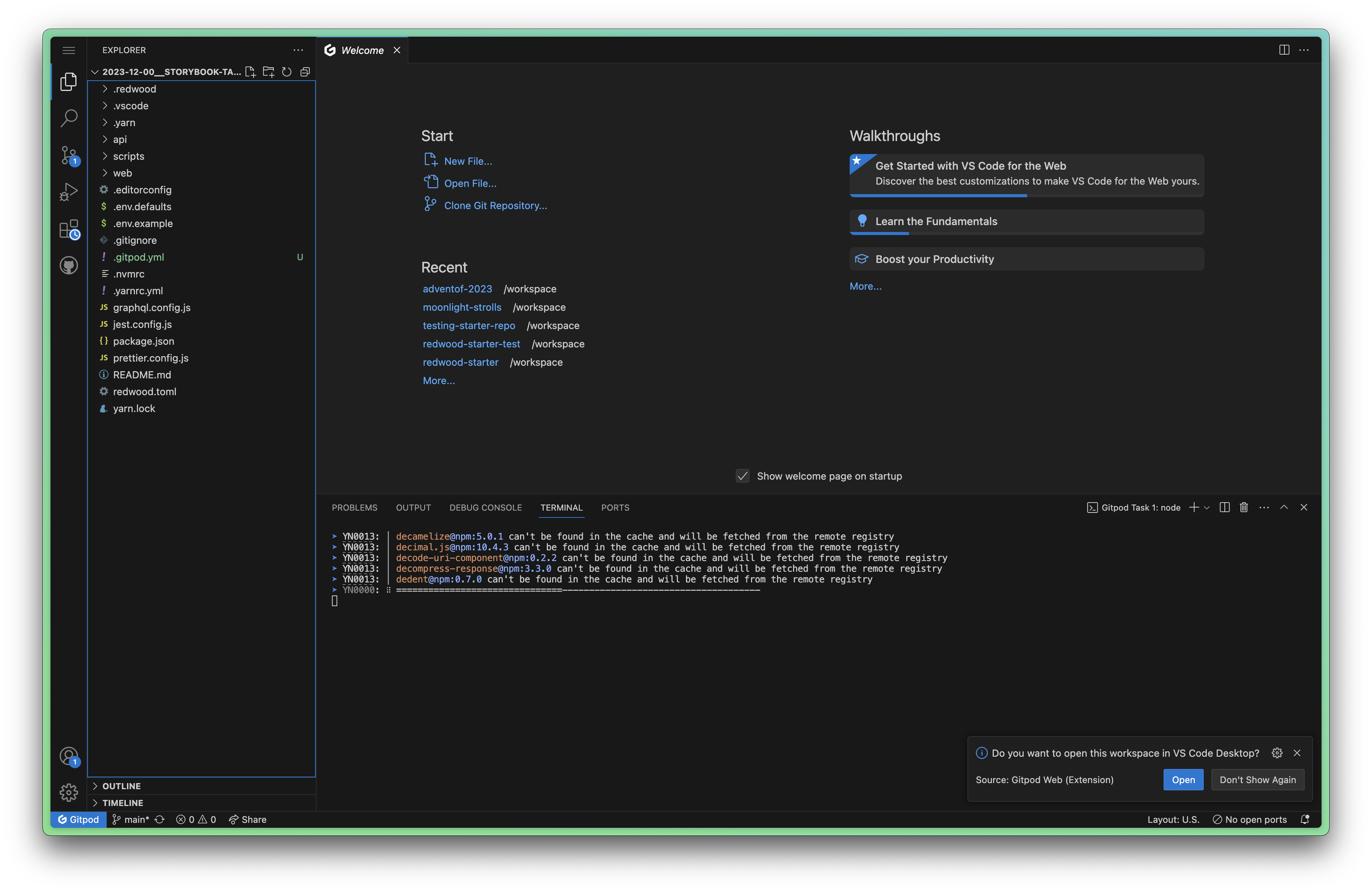 VS Code in Gitpod