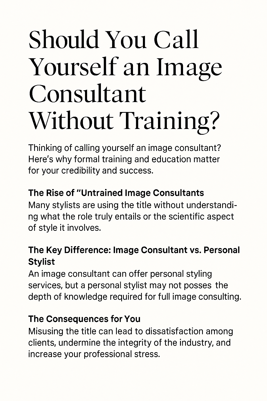 Should You Call Yourself an Image Consultant Without Training?