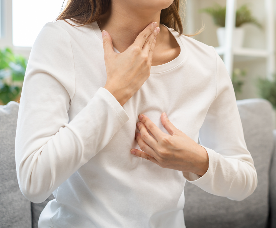 Upper abdomen chest and throat pain