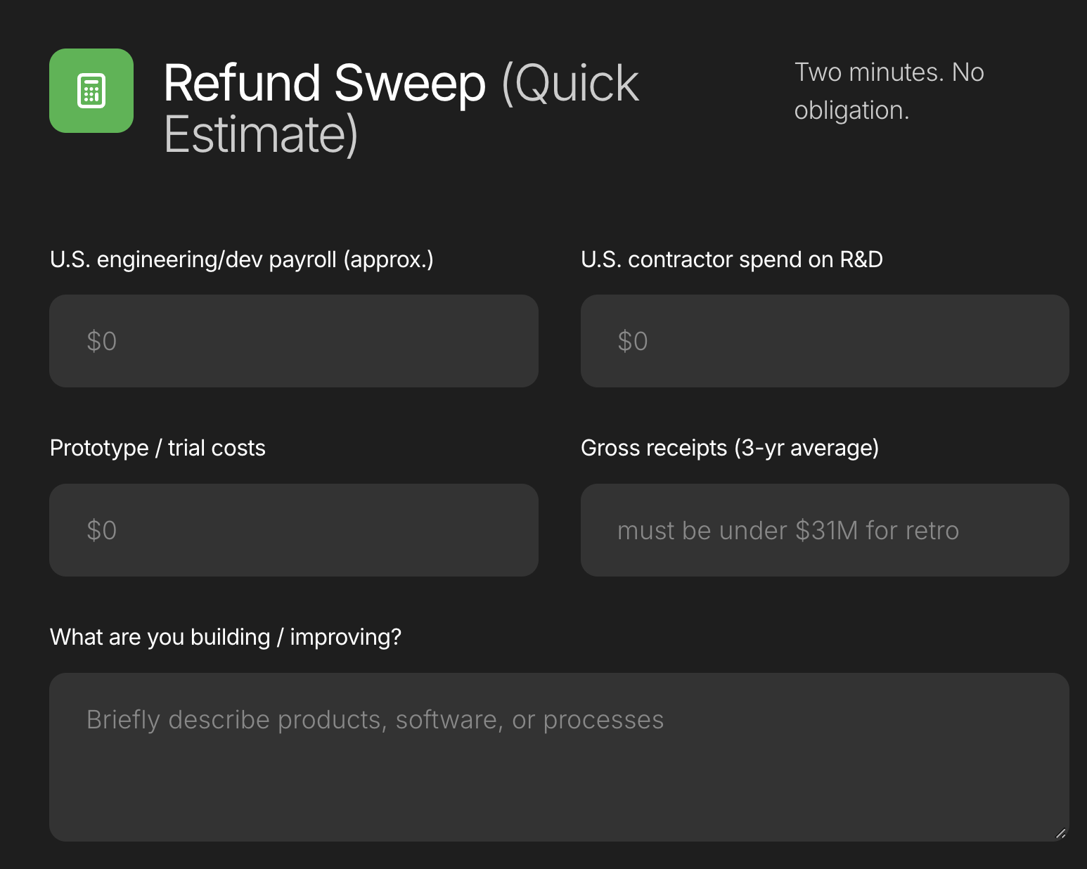 R&D Credit Estimator tool