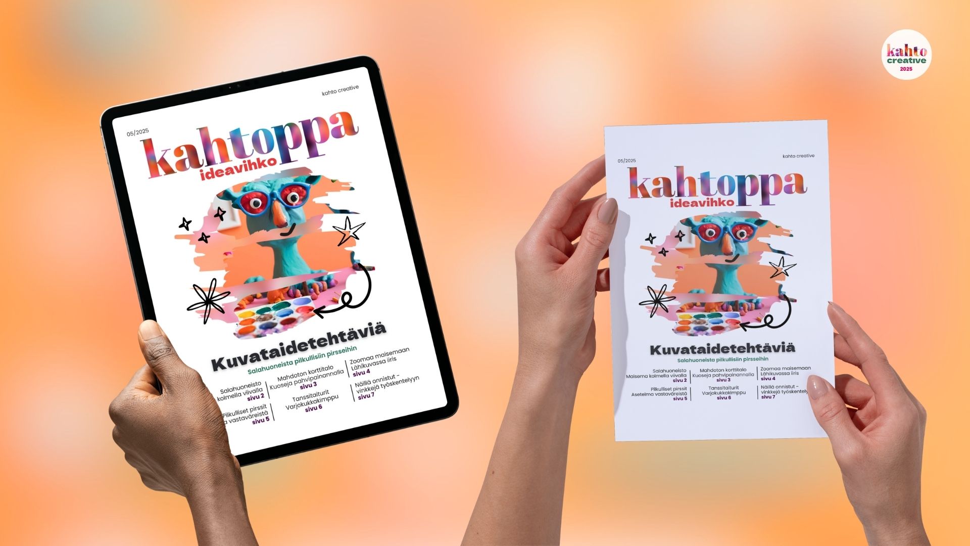 Kahtoppan kuvataidetehtävät voi tulostaa tai käyttää digitaalisena