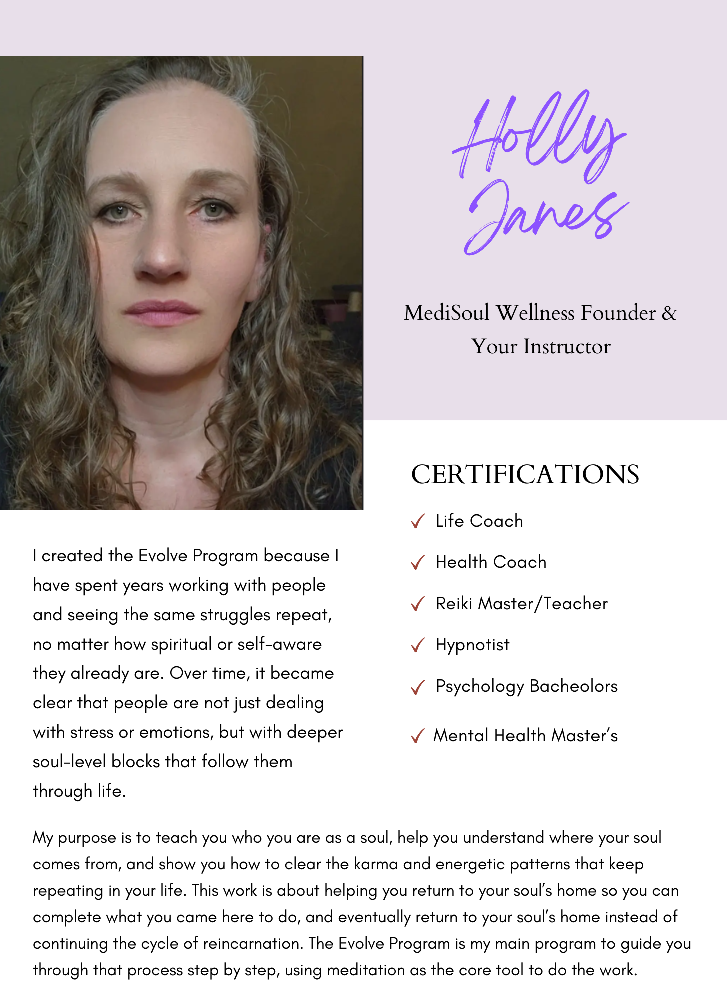 Holly Janes Your Instructor