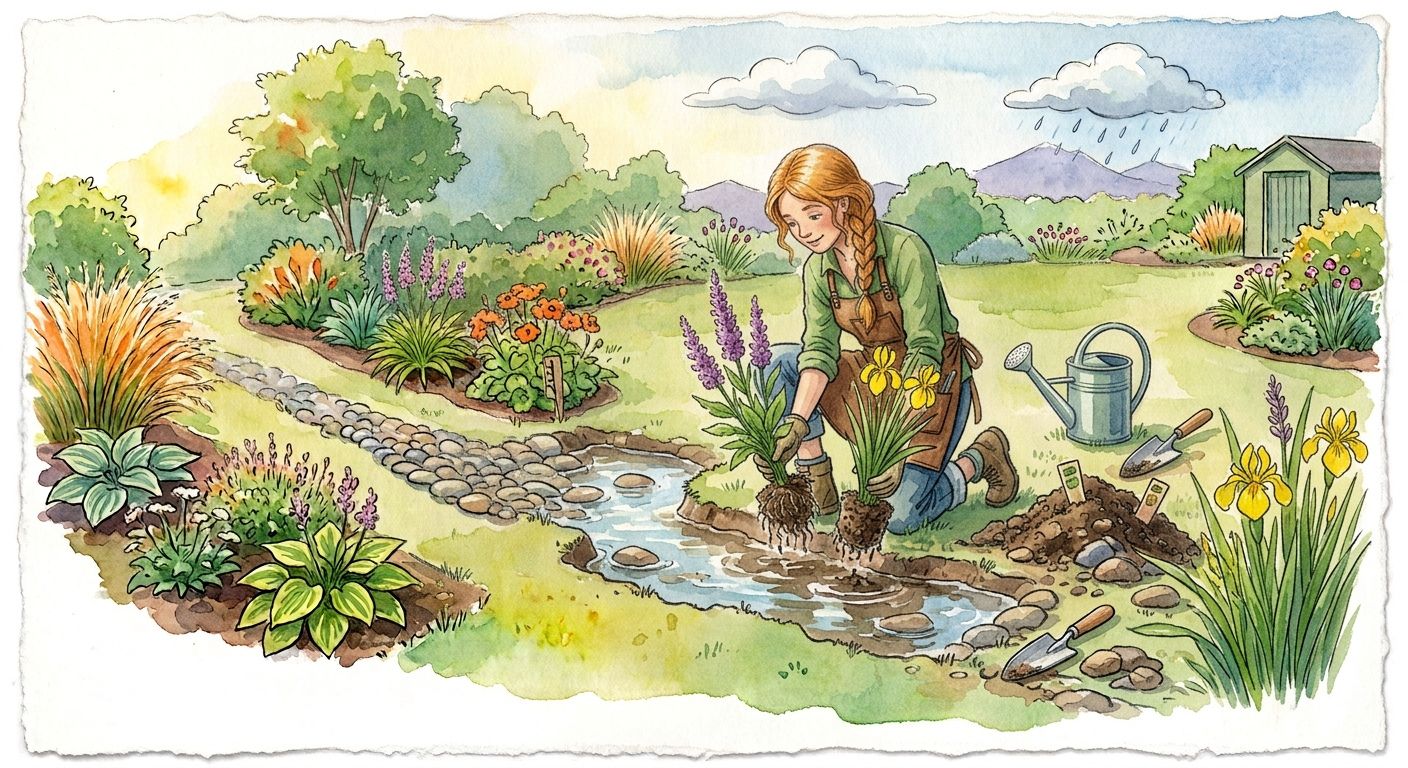 De beste planten voor een wadi: Gele lis en Grote kattenstaart