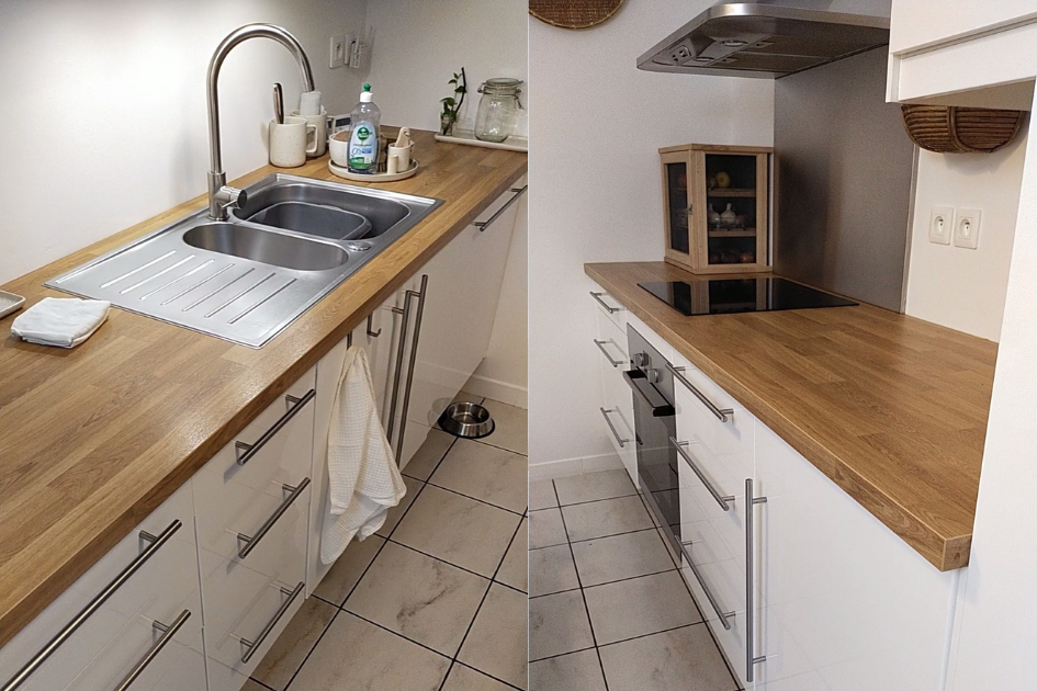 Plans de travail de cuisine nets et prêts pour cuisiner