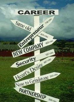 A wooden signpost pointing toward different life and career paths, symbolizing choices, direction, and new possibilities.