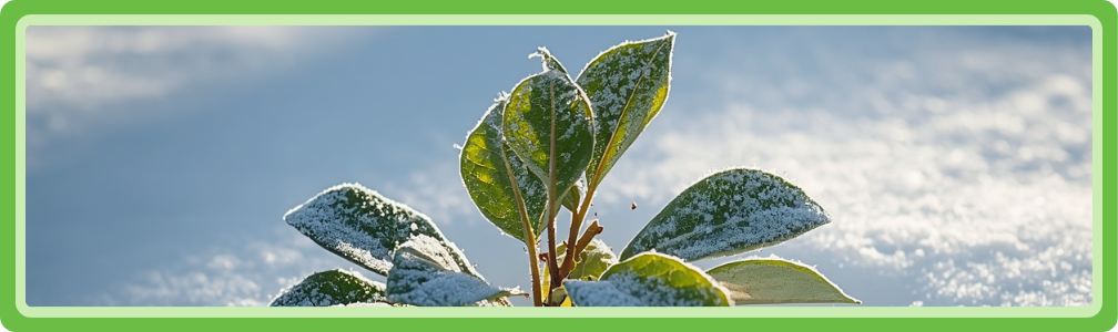 Avocadoplant in de sneeuw