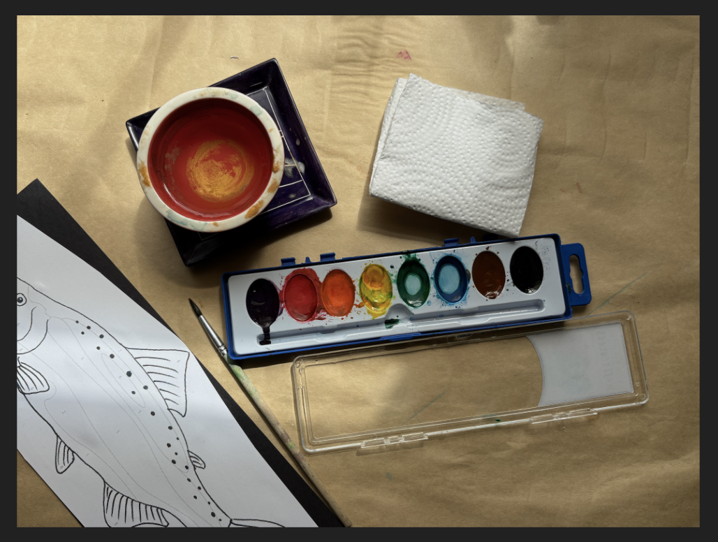 GENTLE BEN by Walt Morey - supplies for Paint a Salmon and Teach Ben to Fish activity - LitWits Workshops