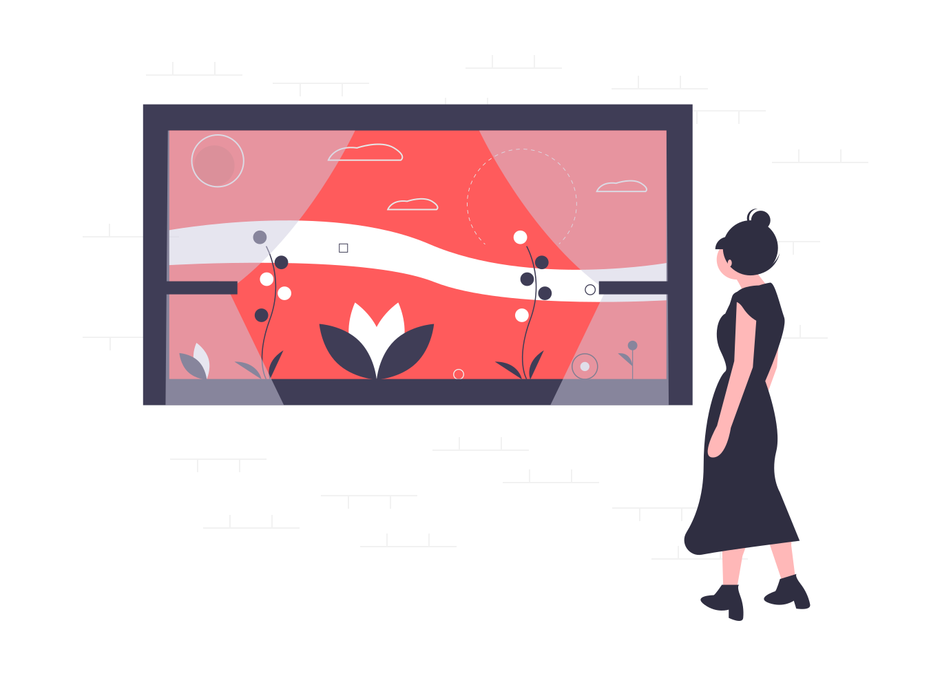 Illustration of a person looking through the window