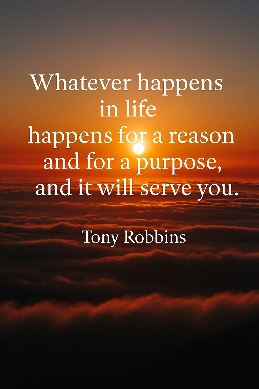 Whatever happens in life happens for a reason and for a purpose and it will serve you