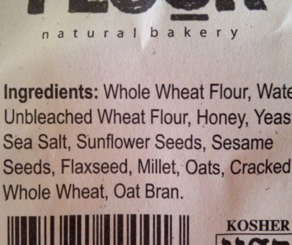 Ingredient list showing whole foods like oats and nuts