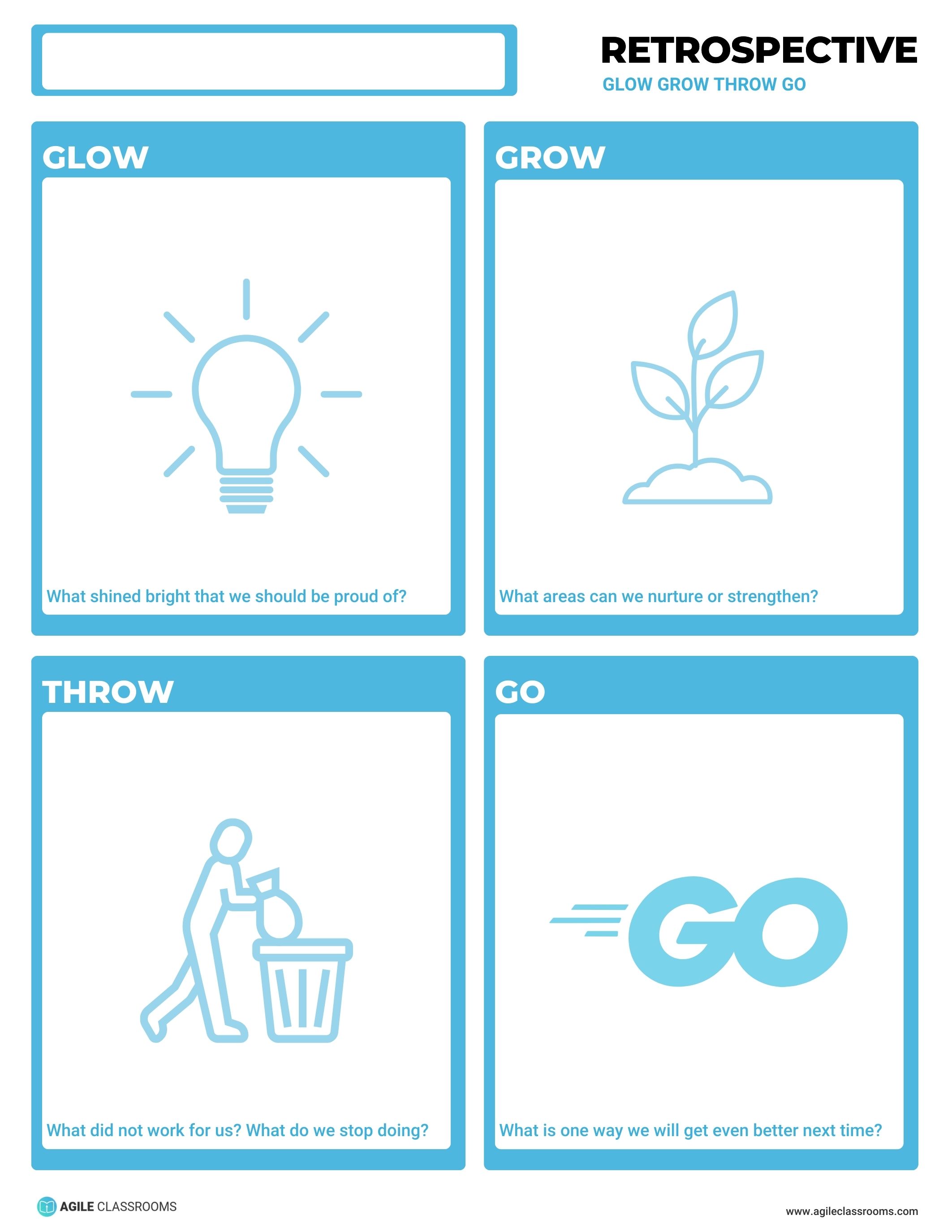 Glow Grow Throw Go retrospective template