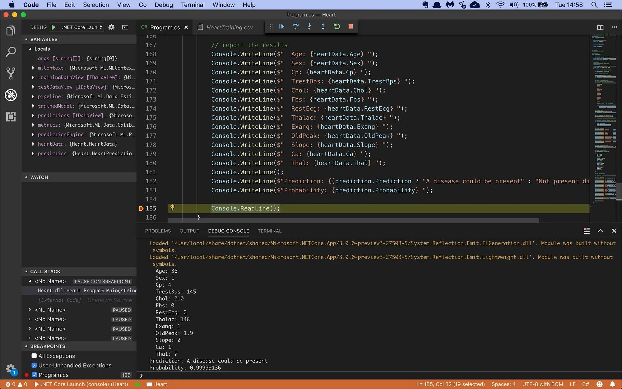 Predict Heart Disease With C# And ML.NET Machine Learning