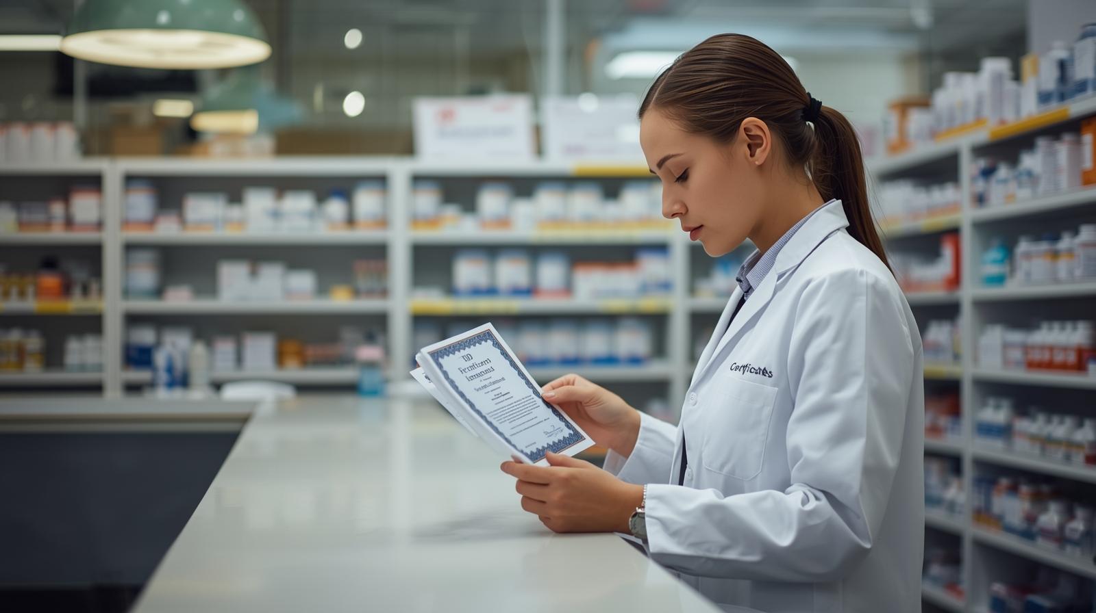 Pharmacist reviewing Enhanced DBS certificate compliance