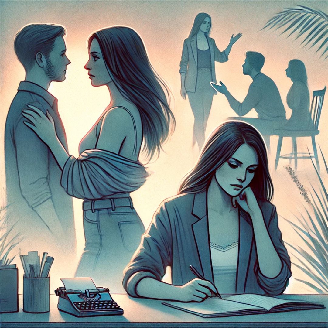 Illustration symbolique représentant les impacts de la blessure de trahison sur les relations amoureuses, sociales et personnelles