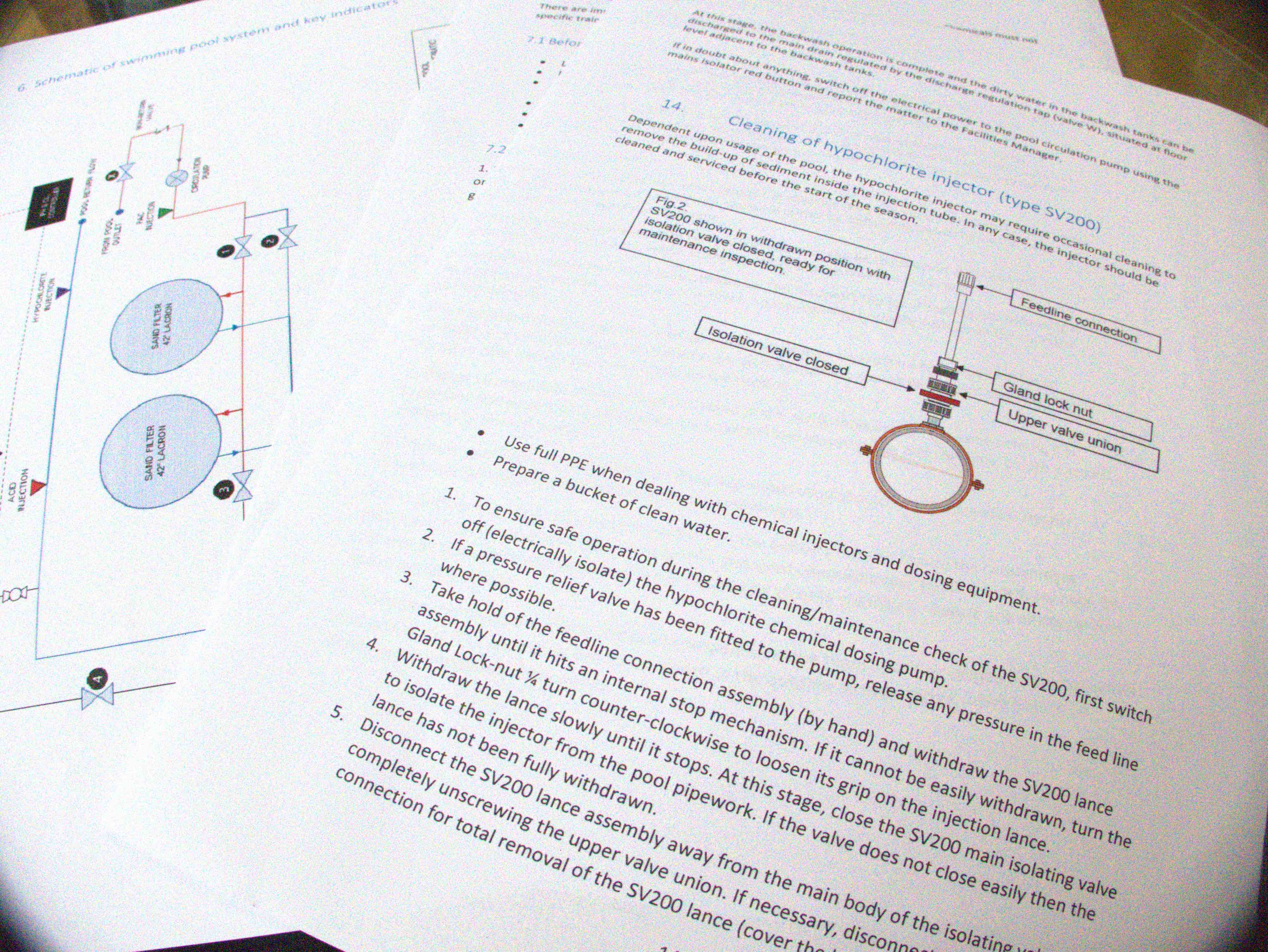 Image of a pool technical opering procedure document