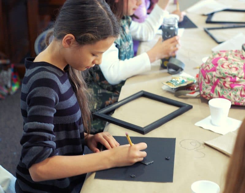 Children painting a slate like Anne's in ANNE OF GREEN GABLES - a creative teaching idea from LitWits Workshops