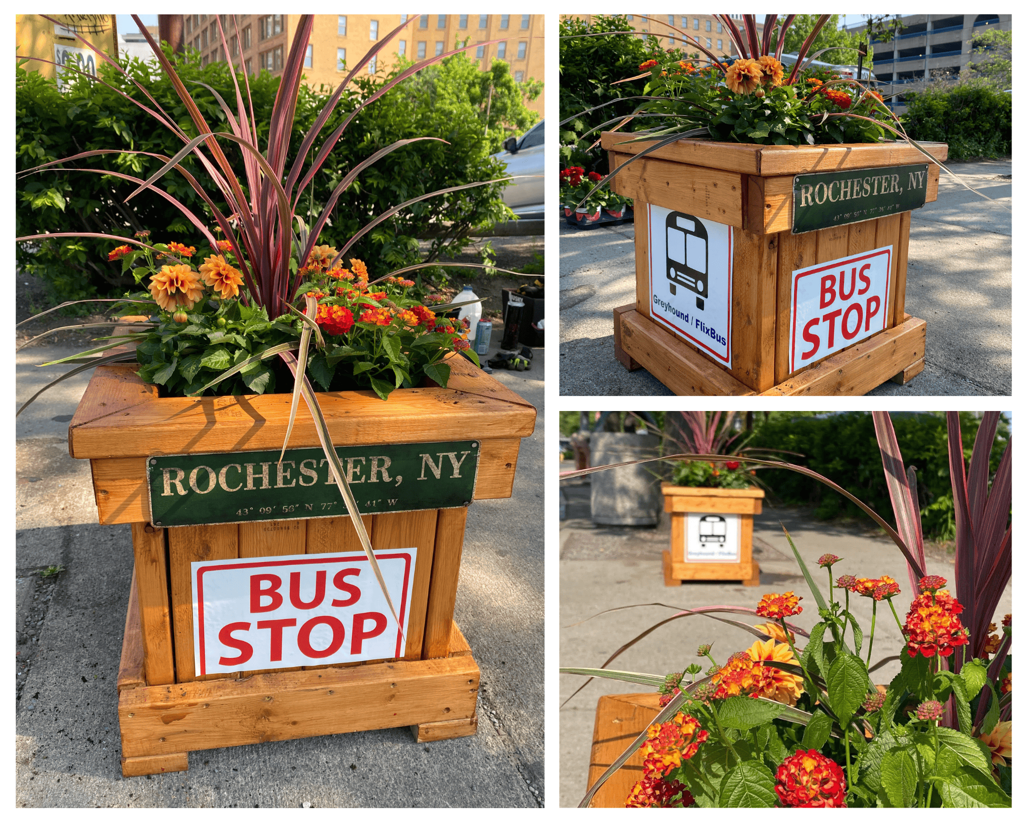 Greyhound Bus Stop Planters