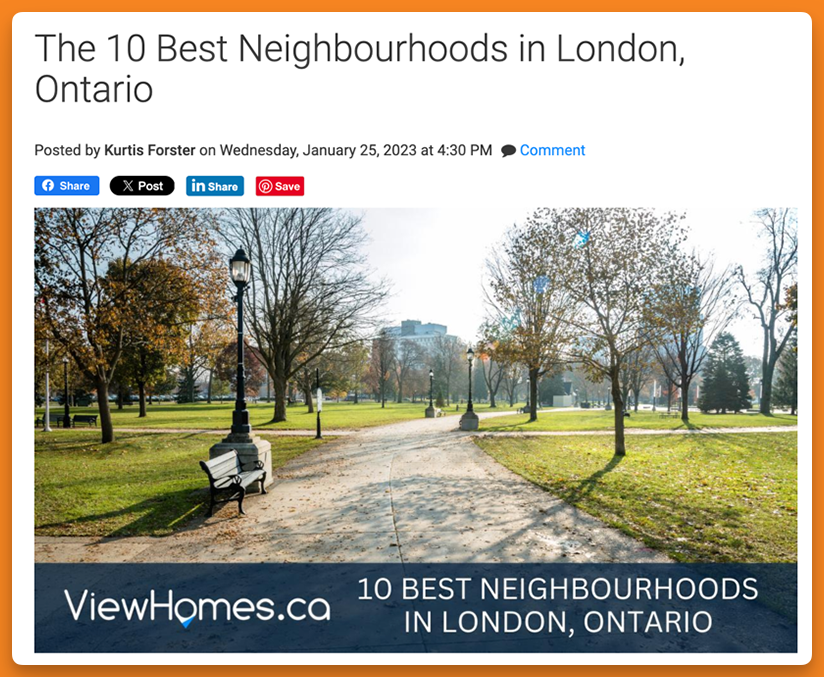 screenshot of ViewHomes' blog post