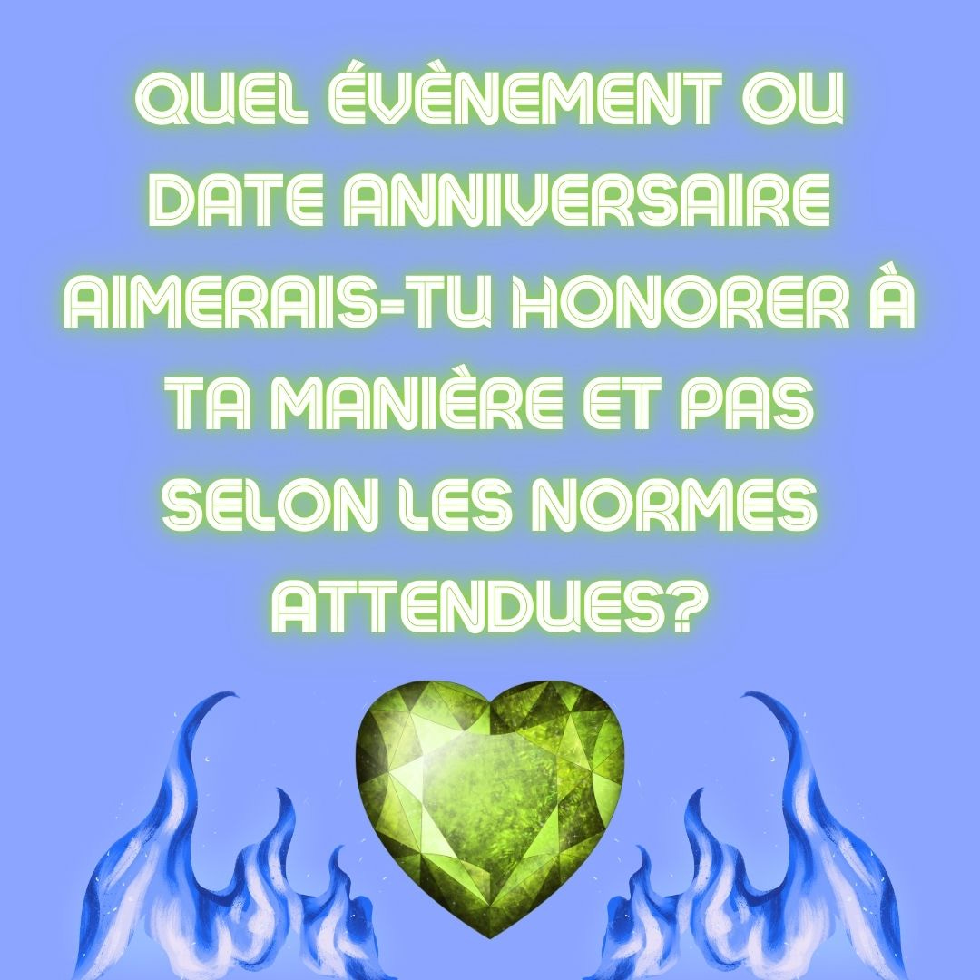 Quel évènement ou date anniversaire aimerais-tu honorer à ta manière et pas selon les normes attendues?