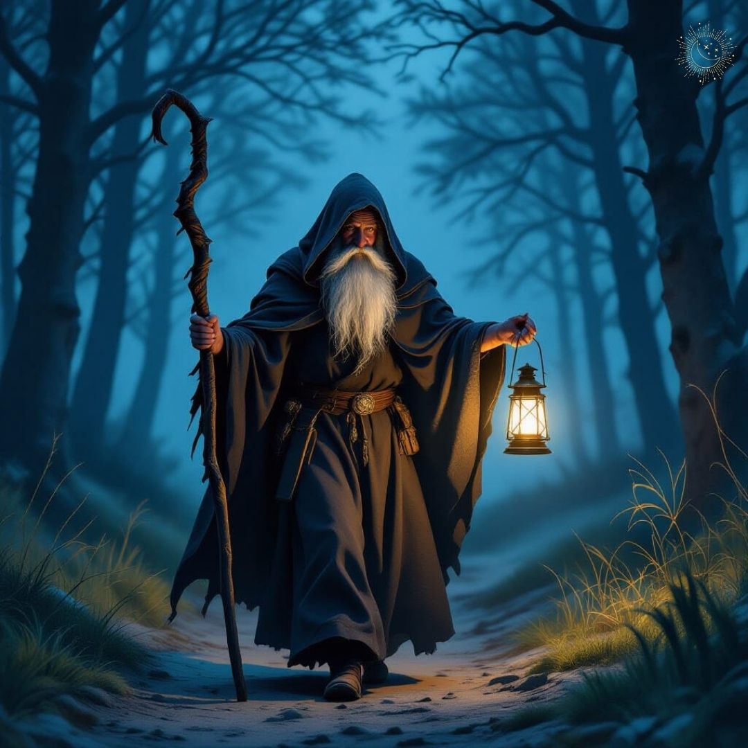 L'Hermite marche dans la forêt