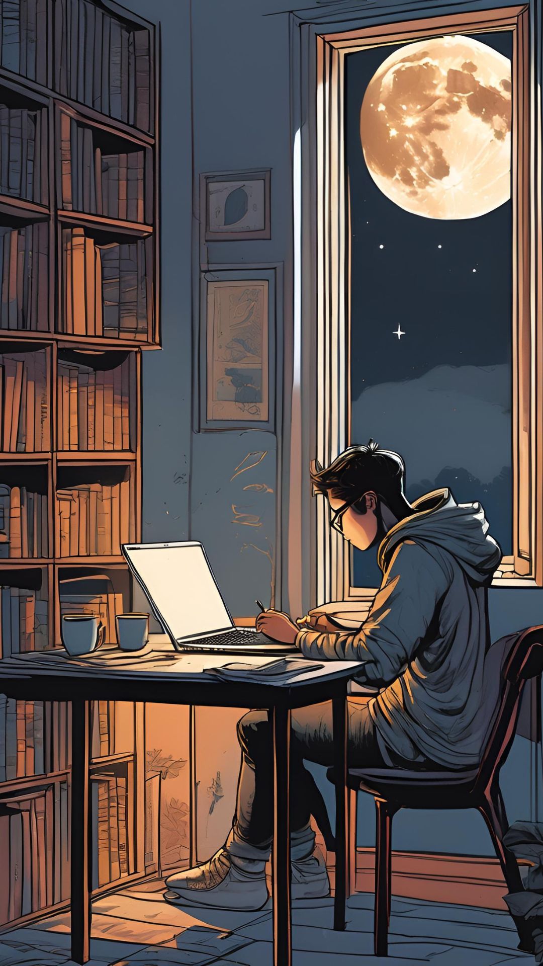 A student working on an assignment late into the night