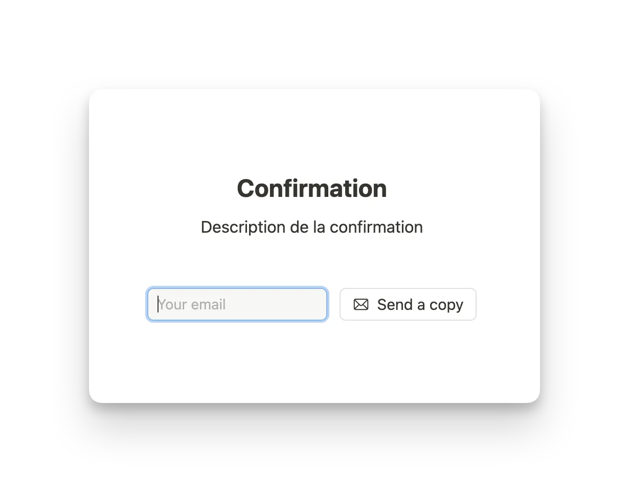Page de confirmation sur Notion