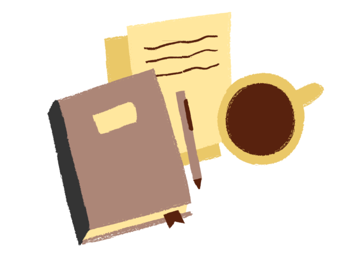 Ukrainian books, a pen and a cup of coffee