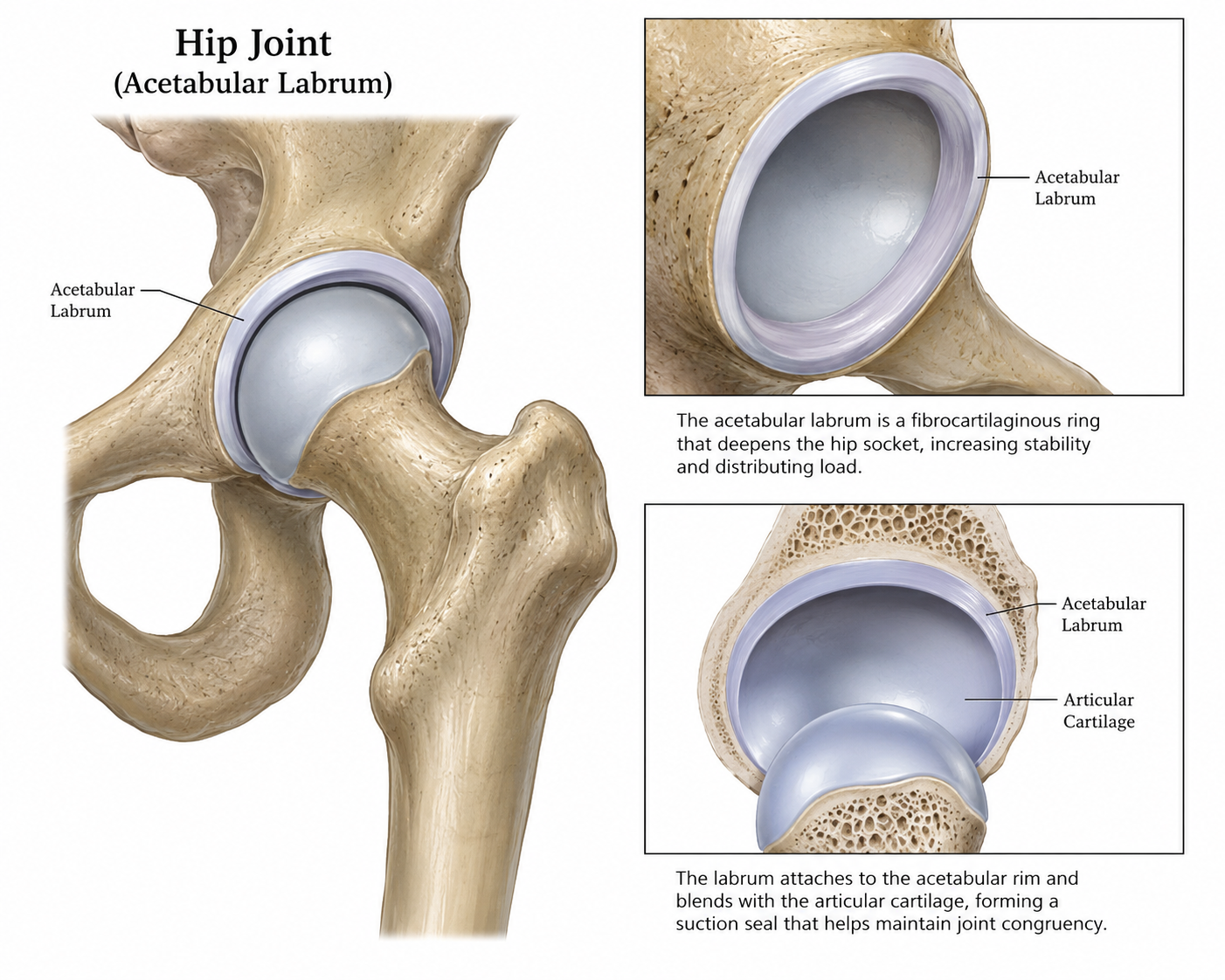 Hip joint anatomy and labrum