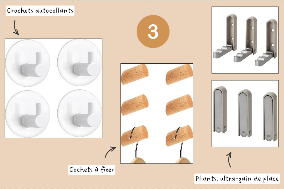 Crochets à coller ou à fixer