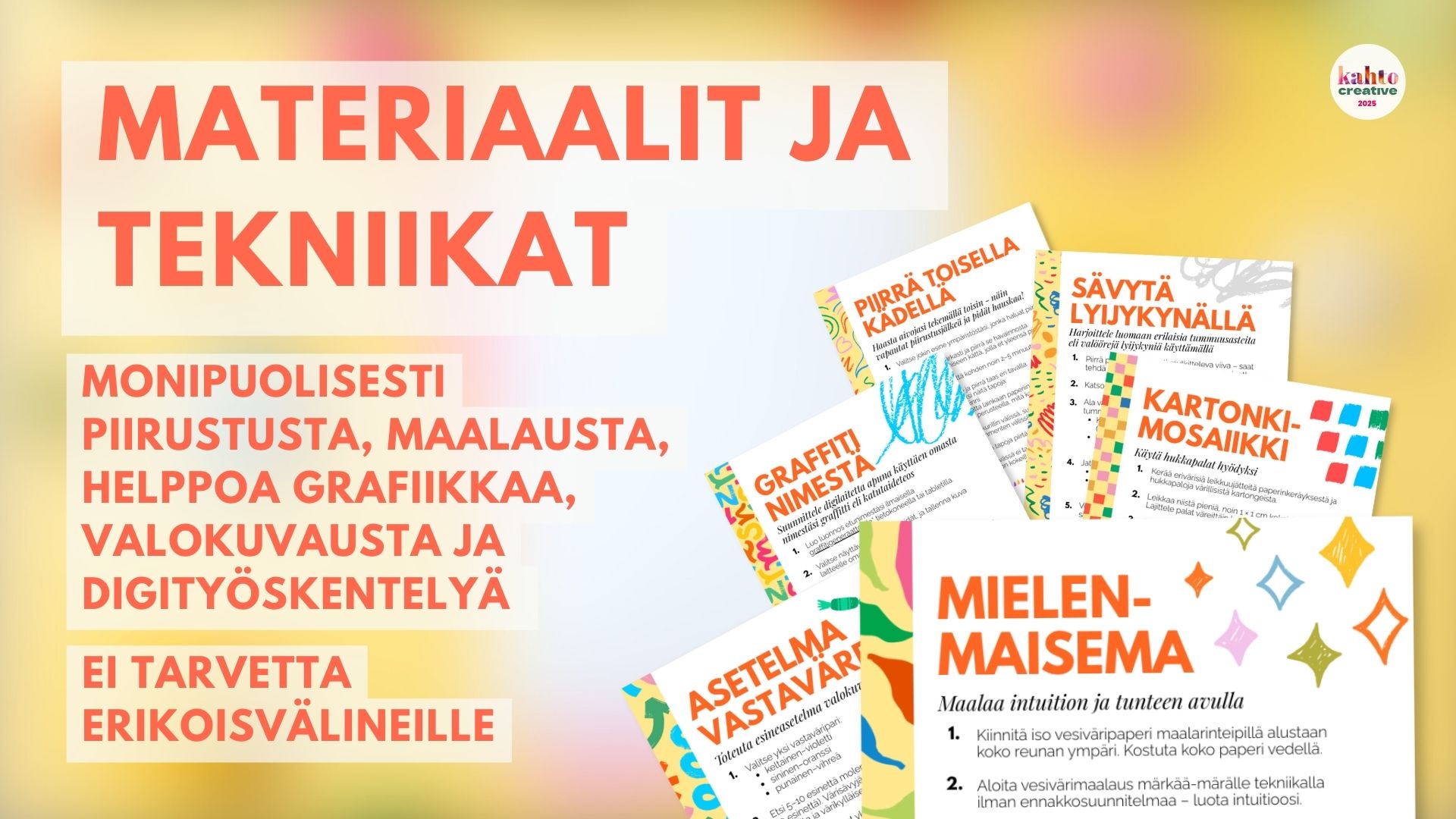 Kahtoppassa on monia erilaisia kuvataiteen tehtäviä alakoulun kuvikseen