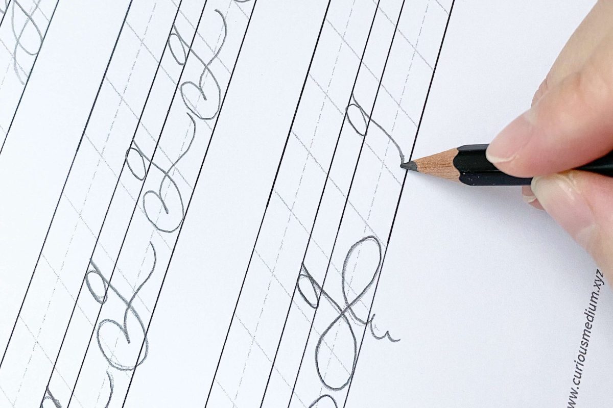 Practising flourishing with a pencil